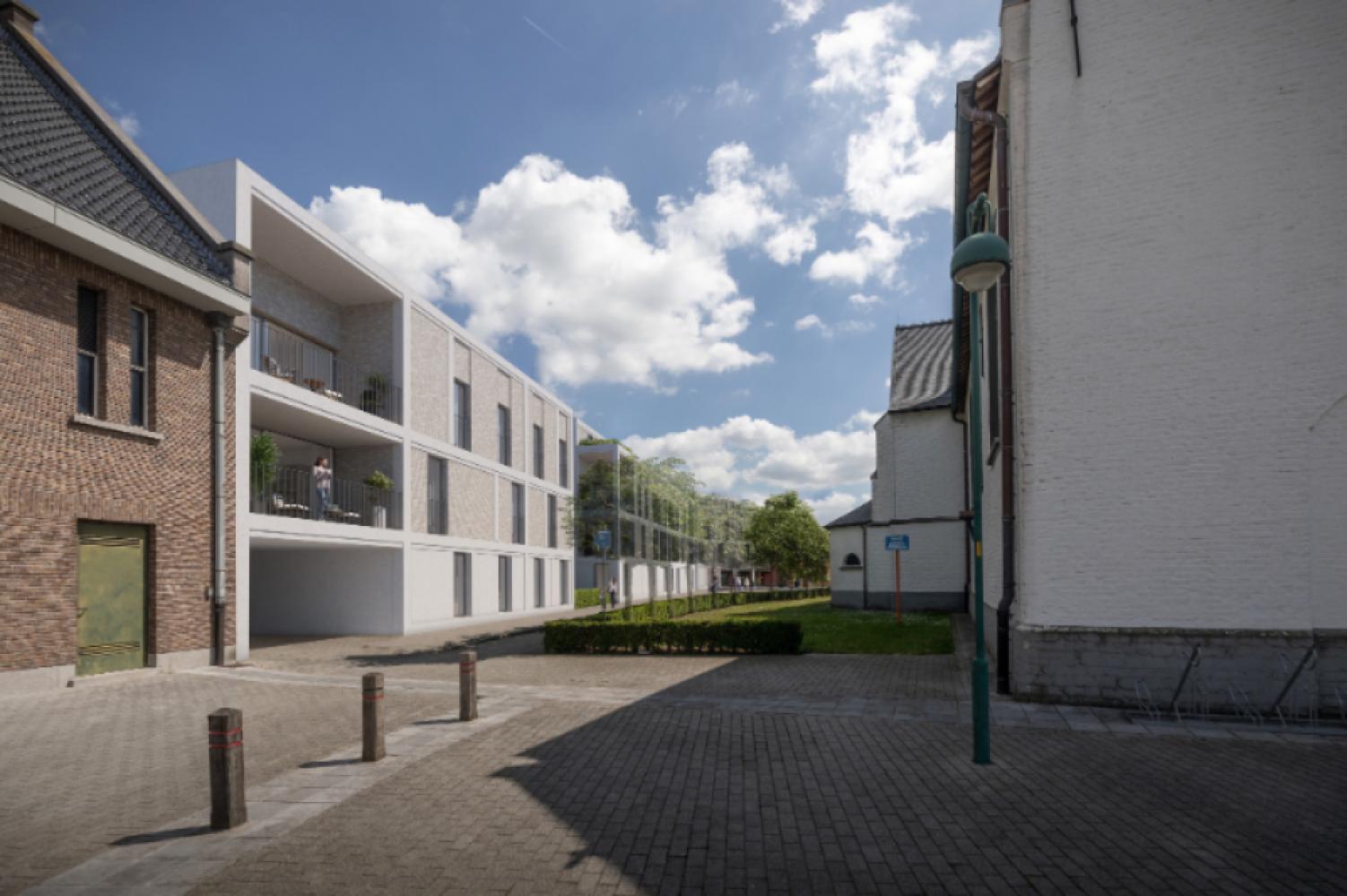 Green Square presenteert u 35 nieuwbouwappartementen en een winkelpand, letterlijk ónder de Kerktoren van Sleidinge. - Appartement à vendre