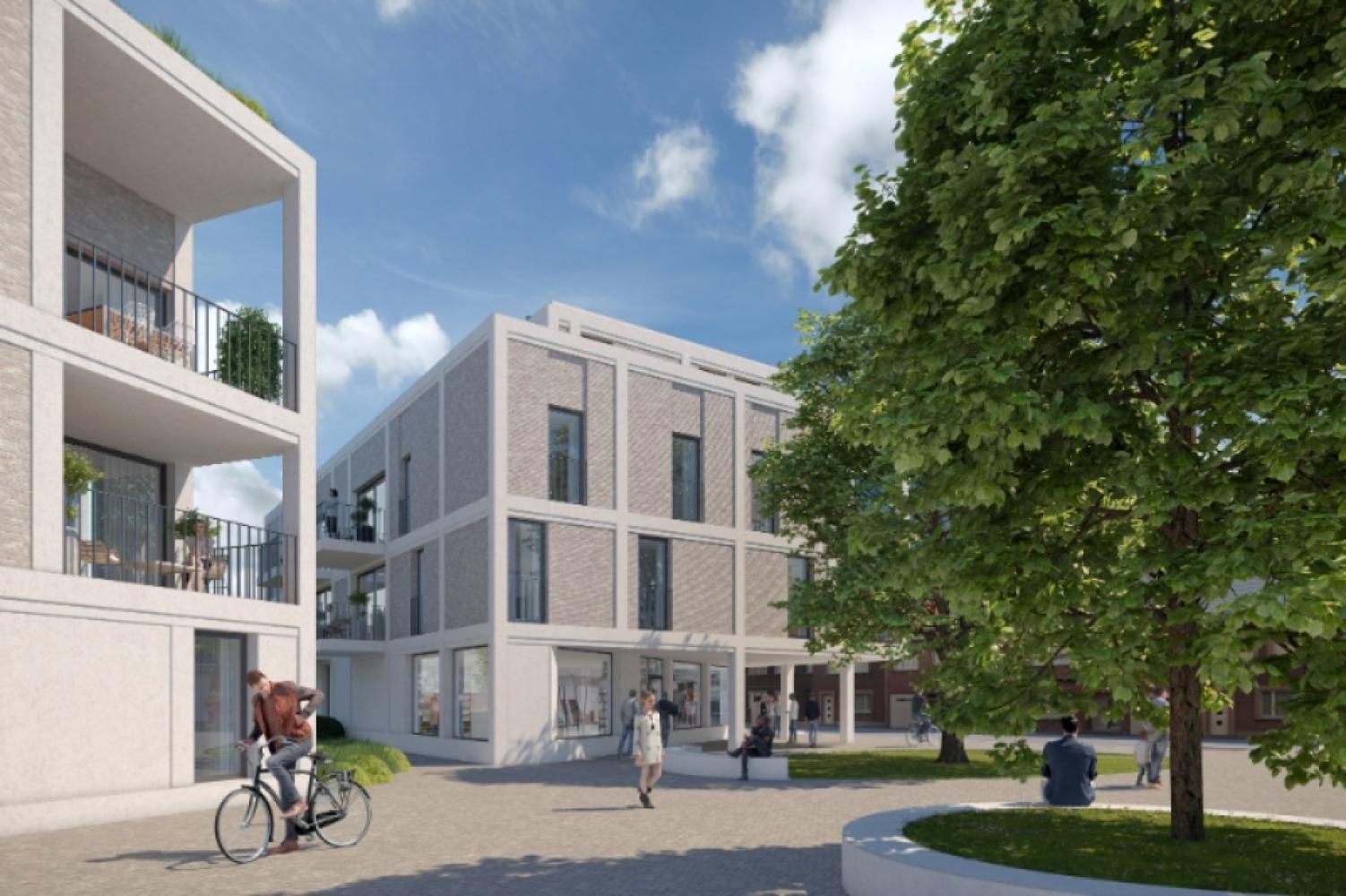 Green Square presenteert u 35 nieuwbouwappartementen en een winkelpand, letterlijk ónder de Kerktoren van Sleidinge. - Appartement à vendre